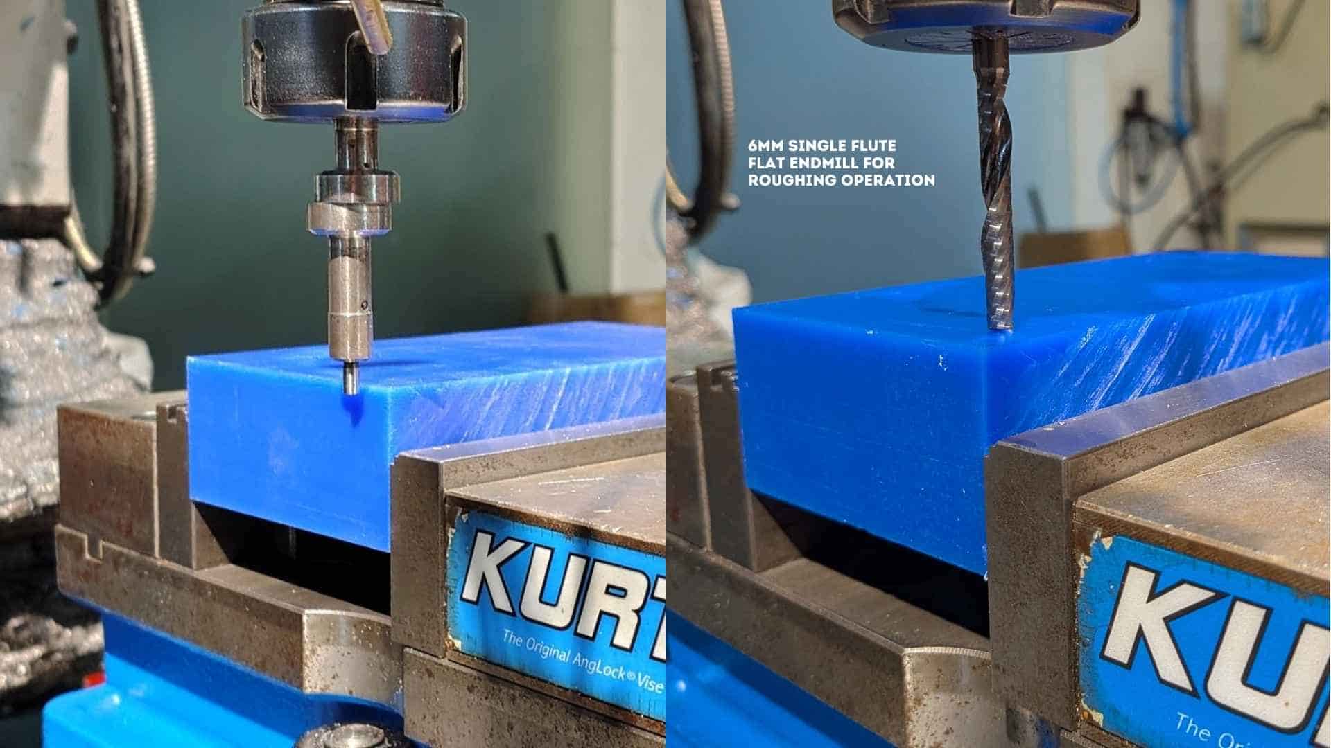 Wax block mounted in vice